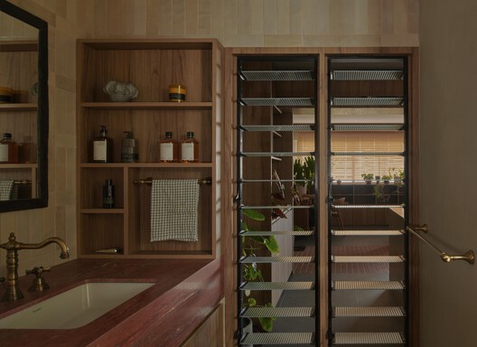 In a Park Apartment / L Architects - Interior Photography, Closet, Wood, Shelving, Lighting, Glass
