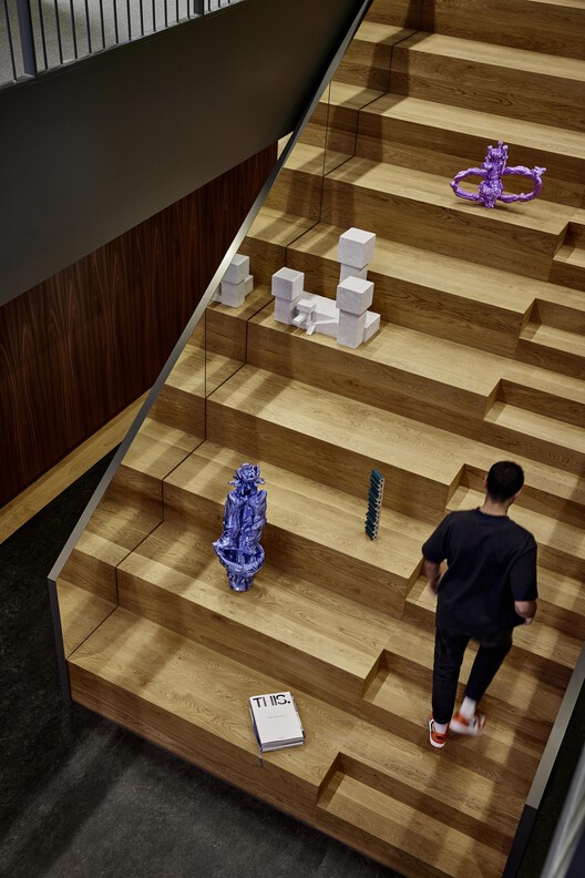 Floating Office Rotterdam / Powerhouse Company - Interior Photography, Stairs, Wood, Handrail