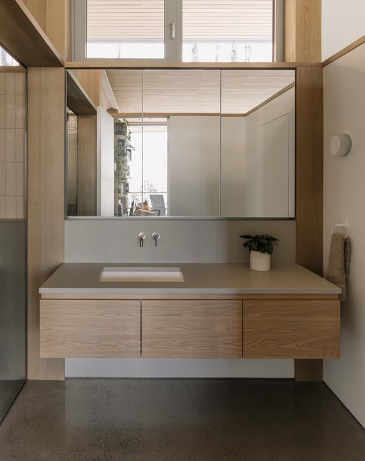 Perchée Residence / Matière Première Architecture - Interior Photography, Bathroom, Wood, Lighting, Sink, Glass, Countertop