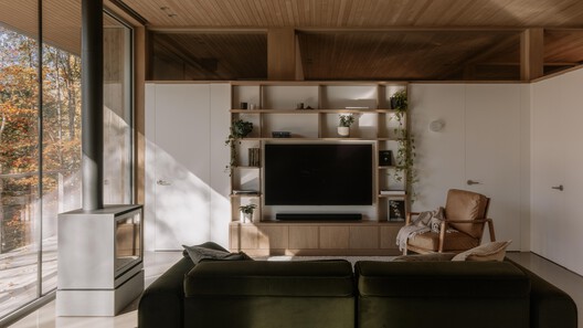 Perchée Residence / Matière Première Architecture - Interior Photography, Living Room, Wood, Chair