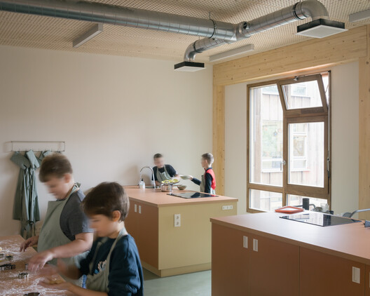 De Zevensprong - Integrated Child and Expertise Center / KRFT Architecture - Interior Photography, Kitchen, Wood, Table, Chair
