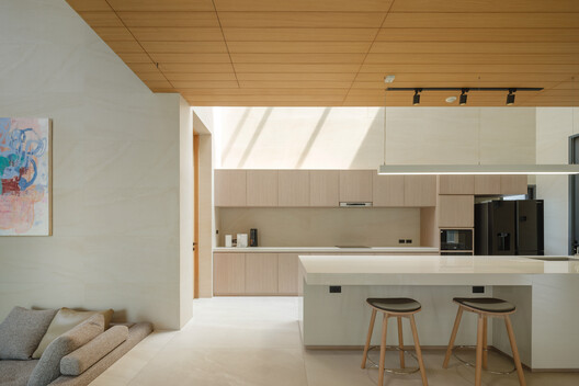 Axis of Growth House / Elemental Living - Interior Photography, Kitchen, Wood, Countertop, Lighting, Chair, Glass