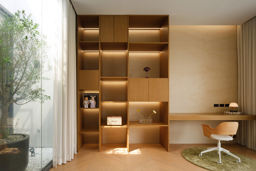 Axis of Growth House / Elemental Living - Interior Photography, Closet, Wood, Shelving, Lighting, Glass