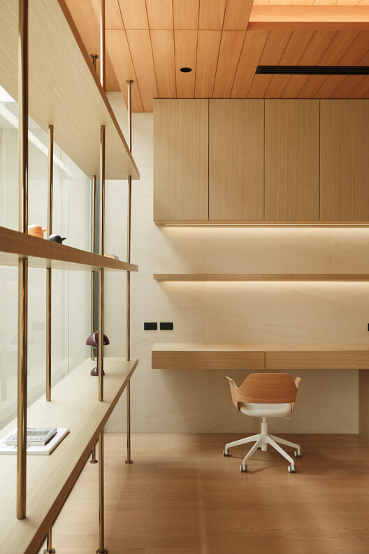 Axis of Growth House / Elemental Living - Interior Photography, Kitchen, Wood, Lighting, Shelving