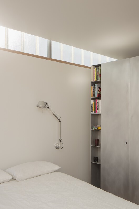 A Light Addition / Office MI—JI - Interior Photography, Wood, Bedroom, Lighting, Shelving, Bed