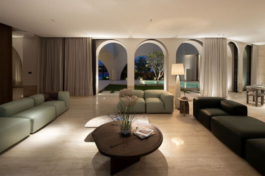 Shell House / Alhumaidhi Architects Shell House / Alhumaidhi Architects - Interior Photography, Living Room, Sofa, Lighting, Chair