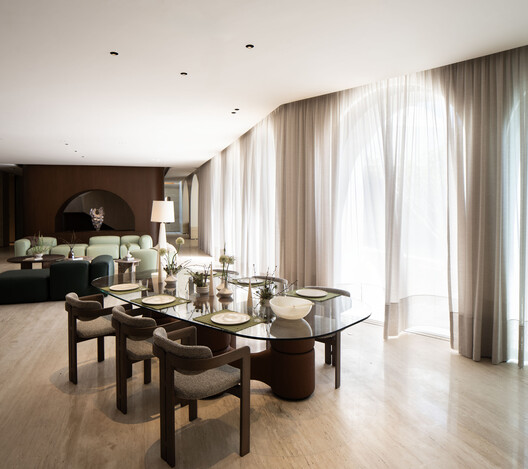 Shell House / Alhumaidhi Architects Shell House / Alhumaidhi Architects - Interior Photography, Wood, Lighting, Table, Chair