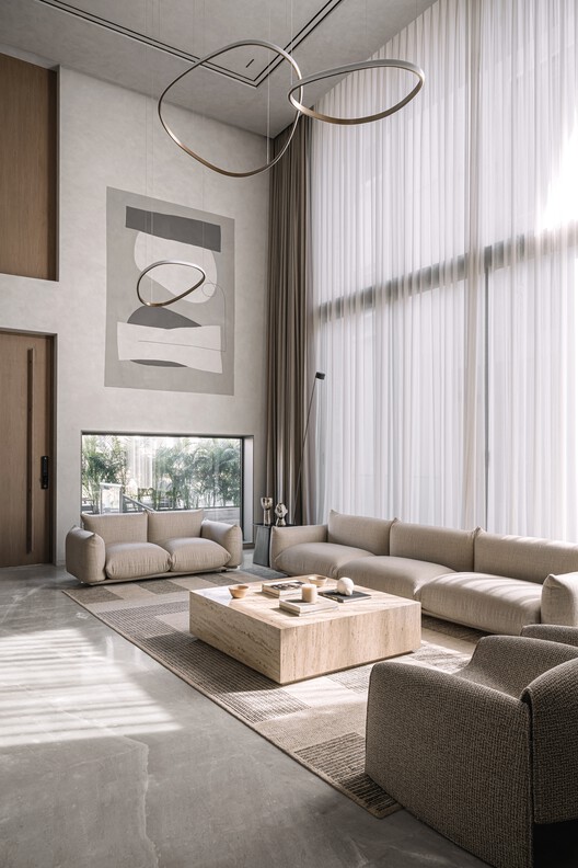 Sculpted Sanctuary House / D'WELL Sculpted Sanctuary House / D'WELL - Interior Photography, Living Room, Sofa, Table, Lighting, Chair