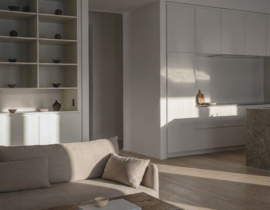 Lakeshore Barn House / NORM Architects - Interior Photography, Living Room, Wood, Shelving, Lighting, Table, Countertop