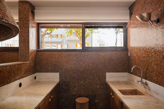Renovation Casa d'Abreu Neto - Siza's First Work / Álvaro Siza Vieira - Interior Photography, Bathroom, Wood, Lighting, Glass, Countertop, Sink