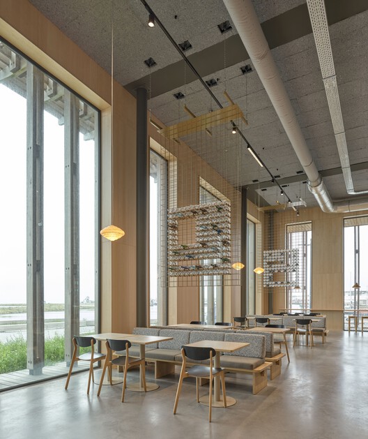 Wadden Sea World Heritage Center / Dorte Mandrup - Interior Photography, Dining room, Wood, Chair, Glass