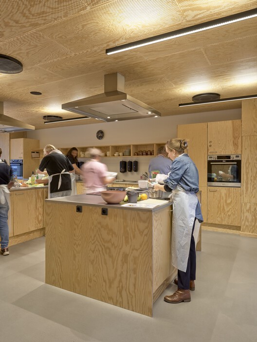 Center for Health / Dorte Mandrup - Interior Photography, Kitchen, Wood, Countertop, Chair