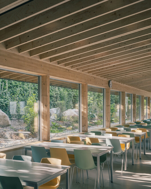 Middle School Cafeteria in Gonesse / MARS Architectes - Interior Photography, Dining room, Wood, Beam