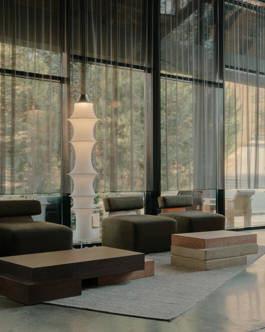 Lopota Reception / Studio Gypsandconcrete - Interior Photography, Living Room, Wood, Lighting, Glass, Chair