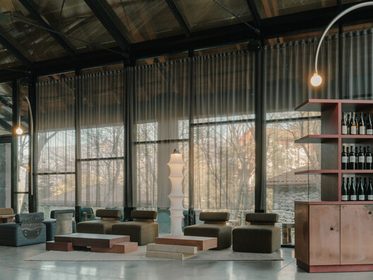 Lopota Reception / Studio Gypsandconcrete - Interior Photography, Living Room, Wood, Lighting, Glass, Chair
