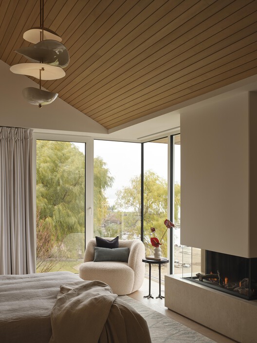 Georgian Bay Beach House / &Pierre Georgian Bay Beach House / &Pierre - Interior Photography, Living Room, Wood, Lighting, Chair