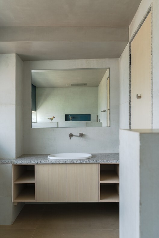 Stepped Well House  / A Threshold - Interior Photography, Bathroom, Wood, Sink, Countertop, Glass