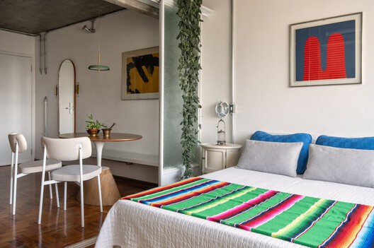 Apartment 210 / Inaê Negrão Architecture - Interior Photography, Bedroom, Table, Lighting, Chair, Bed