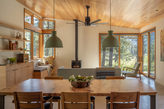 Hillside Residence / Prentiss + Balance + Wickline Architects - Interior Photography, Dining room, Wood, Chair, Table, Lighting, Beam