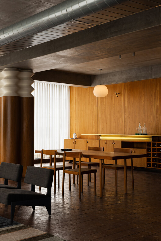 Landforms Office / Billboards - Interior Photography, Dining room, Wood, Table, Lighting, Chair