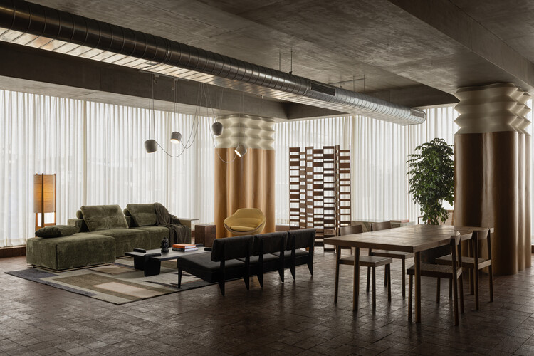 Landforms Office / Billboards - Interior Photography, Dining room, Wood, Table, Chair, Lighting, Sofa