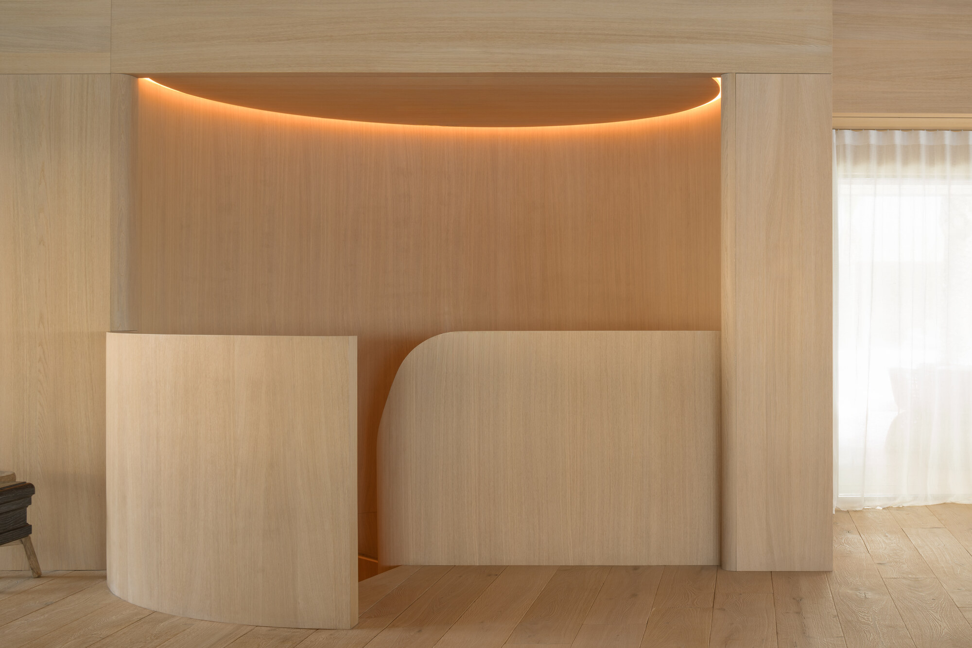 Gallery of Transforming a Concrete Shell into a Wooden Interior Shaped ...