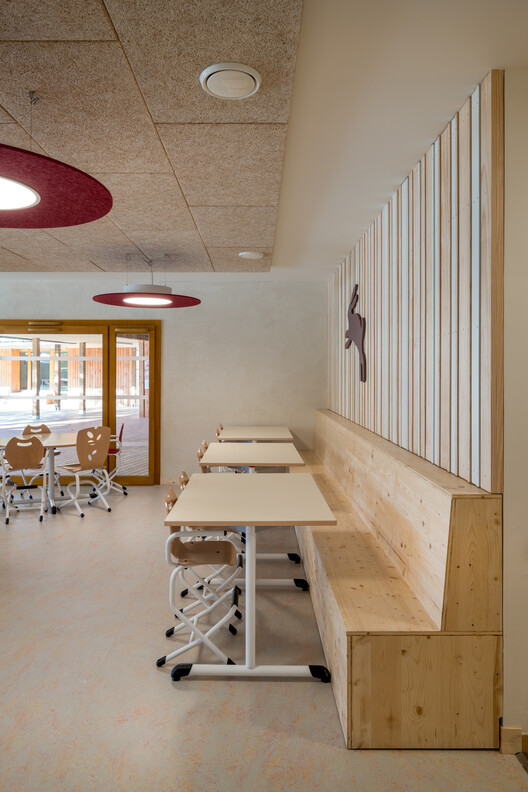 Leisure Center of Uzurat / atelier quatre + R2K Architectes - Interior Photography, Dining room, Wood, Table, Chair