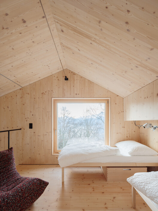 Swiss Alpine Cabin Reconstruction / Guča arch. - Interior Photography, Bedroom, Wood