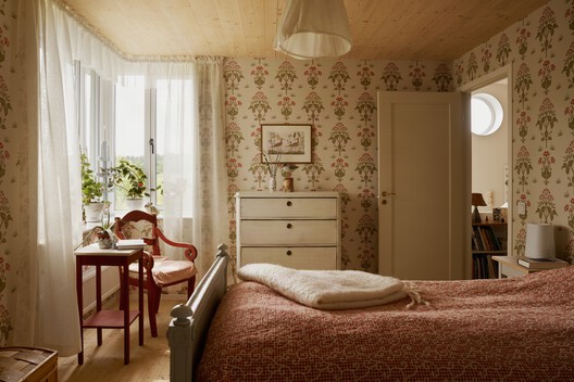 Villa Färingsö - Artist's House / Strombro Building Workshop - Interior Photography, Bedroom, Wood, Bed, Lighting