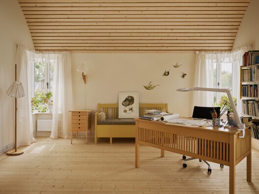 Villa Färingsö - Artist's House / Strombro Building Workshop - Interior Photography, Dining room, Wood, Lighting, Chair