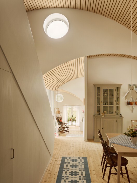 Villa Färingsö - Artist's House / Strombro Building Workshop - Interior Photography, Dining room, Wood, Lighting, Beam