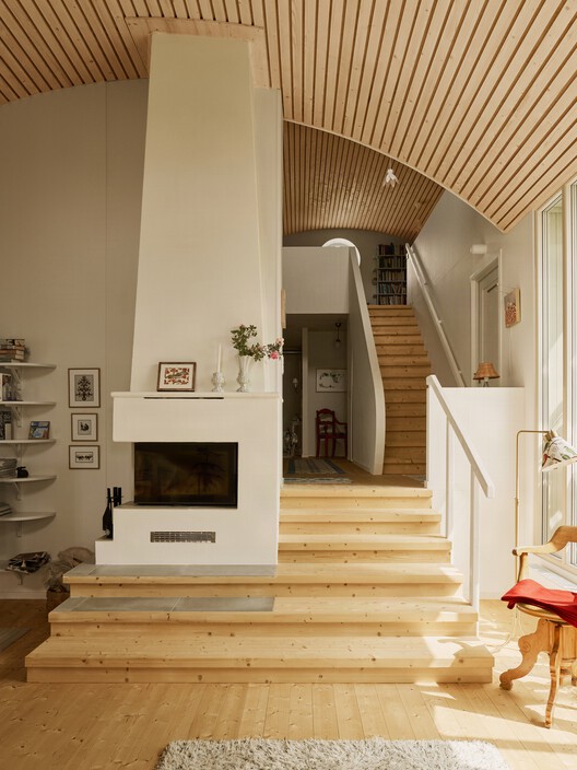 Villa Färingsö - Artist's House / Strombro Building Workshop - Interior Photography, Wood, Stairs, Lighting, Chair