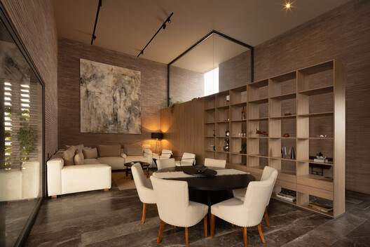 Capuchinas House / LABarq - Interior Photography, Living Room, Chair, Table, Wood, Sofa, Lighting