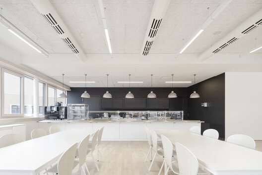 Georg Kerschensteiner Vocational School - Interior Photography, Kitchen, Lighting, Chair, Glass