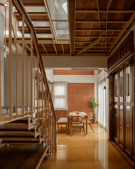 Taliru House / Wright Inspires Taliru House / Wright Inspires - Interior Photography, Dining room, Wood, Stairs, Handrail, Beam