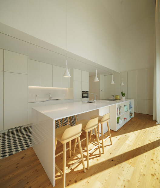 PCG House / Visioarq Arquitectos - Interior Photography, Kitchen, Wood, Countertop, Lighting, Chair