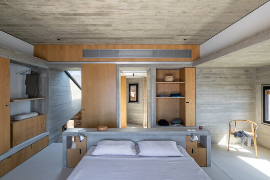 Toward the Sun Summerhouse / Tassos Biris - Sofia Tsiraki & Associate Architects - Interior Photography, Bedroom, Wood, Bed, Chair