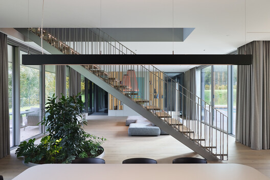 The Green Courtyard House - Interior Photography, Stairs, Handrail, Chair