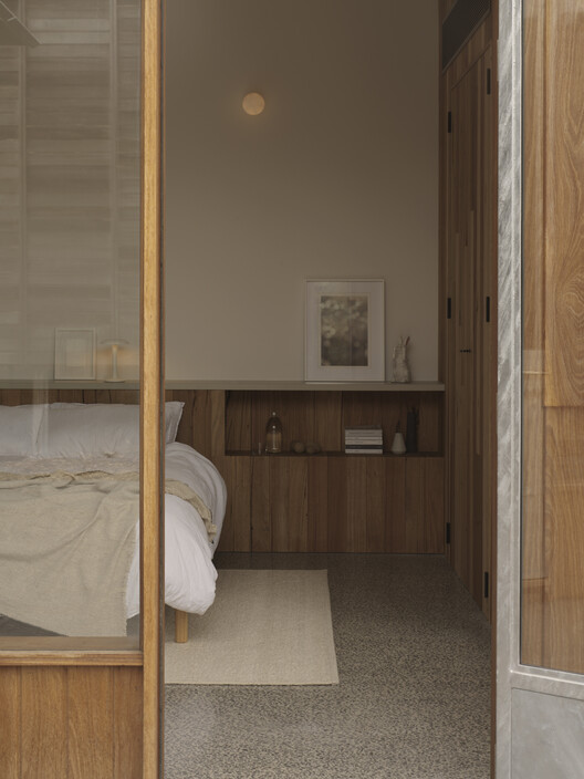 No.23 Residence / Tristan Burfield No.23 Residence / Tristan Burfield - Interior Photography, Bedroom, Wood, Bed, Lighting