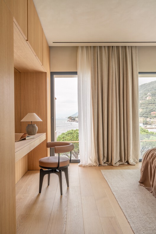 Villa in Recco / Gosplan + Giordano Hadamik Architects + caarpa + studio.skey - Interior Photography, Wood, Bed, Chair