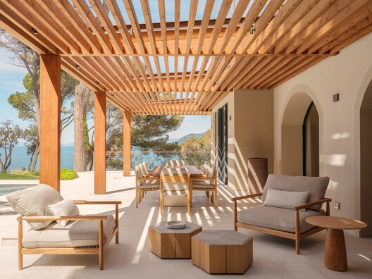 Villa in Recco / Gosplan + Giordano Hadamik Architects + caarpa + studio.skey - Interior Photography, Living Room, Wood, Chair, Patio