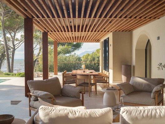 Villa in Recco / Gosplan + Giordano Hadamik Architects + caarpa + studio.skey - Interior Photography, Living Room, Wood, Chair, Table, Deck, Patio