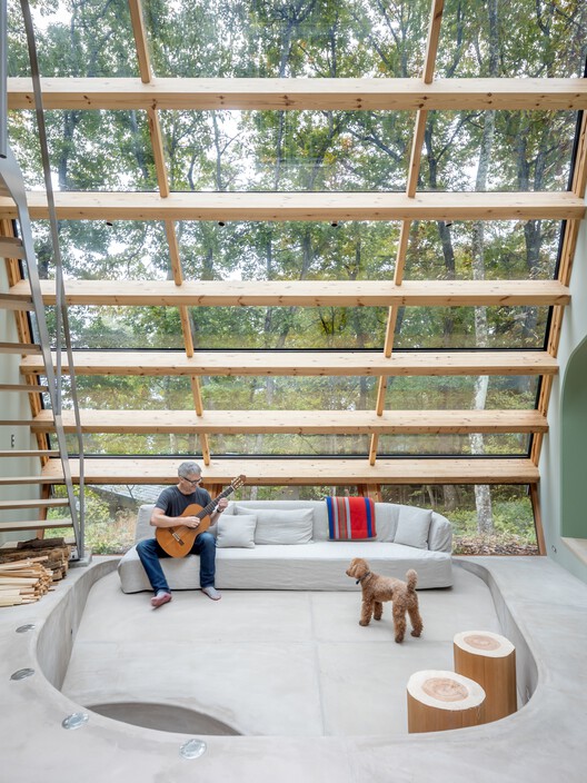 Villa de fin de semana en Tours / Rei Mitsui Architects - fotografía de interiores, madera, fijación de vigas
