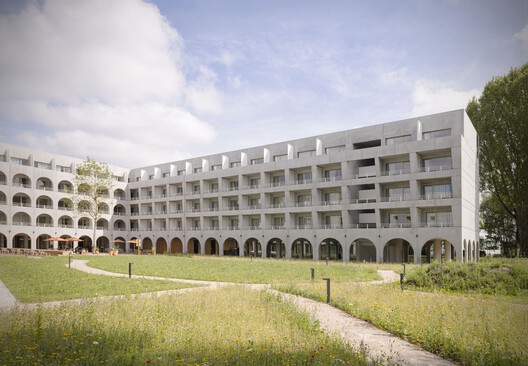 The Babel Community - Coliving Residence  / D'HOUNDT+BAJART Architectes&associés - Exterior Photography, Arcade, Courtyard