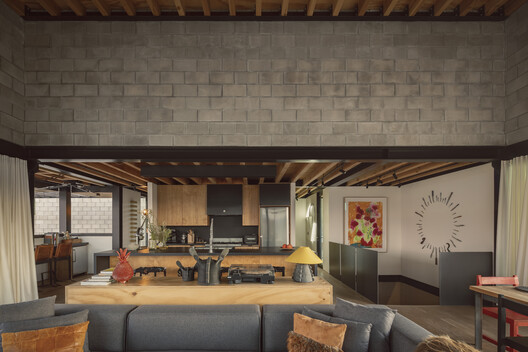 El Grove Family Home / Olson Kundig - Interior Photography, Living Room, Wood, Table, Sofa, Chair, Beam