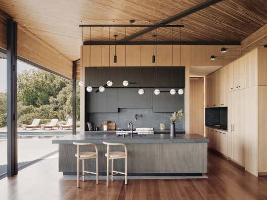 Moksha House / SAW // Spiegel Aihara Workshop - Interior Photography, Kitchen, Wood, Countertop, Table, Lighting, Chair