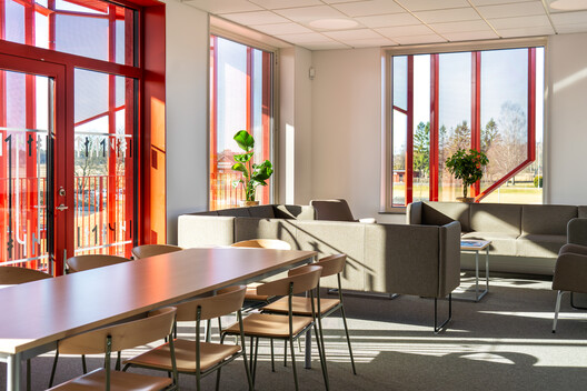 Jonslunds Skola / D Office arkitekter - Interior Photography, Dining room, Wood, Chair, Table, Glass