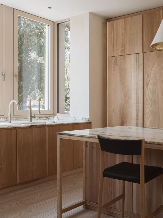West London House  / Goldstein Heather - Interior Photography, Kitchen, Wood, Table, Countertop, Chair