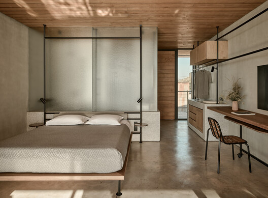 Dexamenes Seaside Hotel Extension / K-Studio Dexamenes Seaside Hotel Extension / K-Studio - Interior Photography, Wood, Bedroom, Bed, Chair