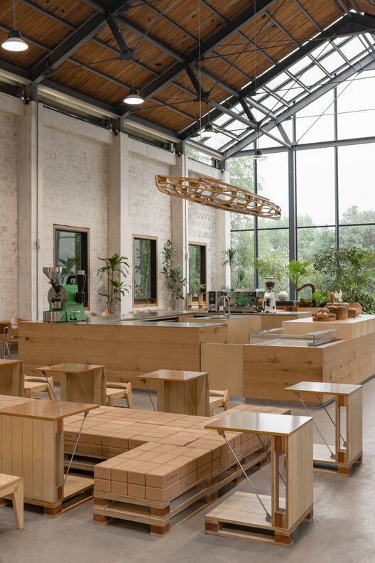 Cycle&Cycle Stone-oven Bakery Restaurant / Tens Atelier + FANAF - Interior Photography, Kitchen, Wood, Chair
